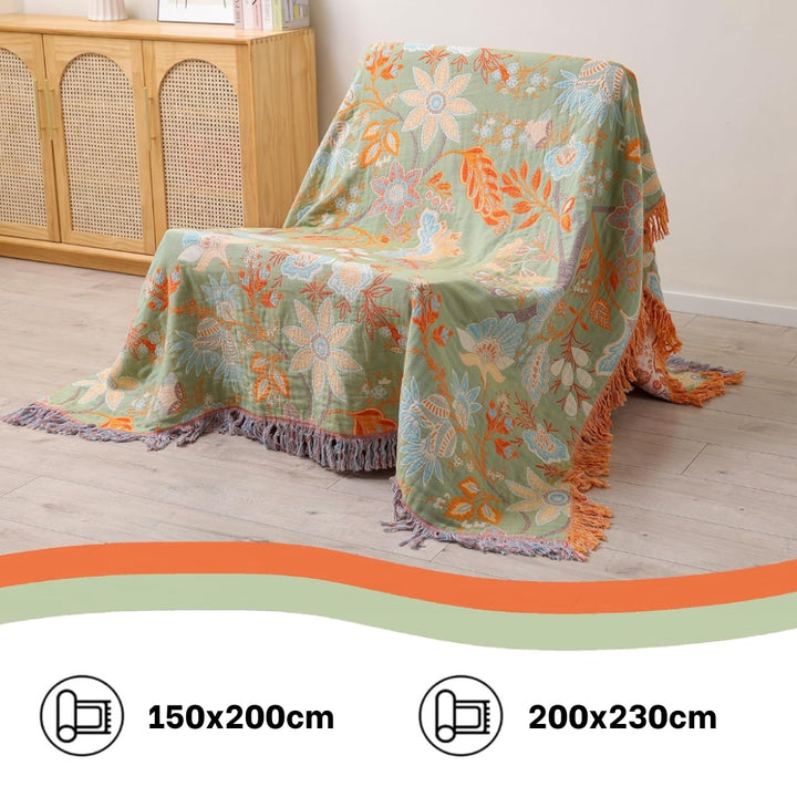 Reversible Floral Boho Blanket | 100% Cotton